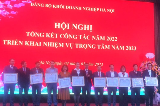 ĐẢNG ỦY VÀ BÍ THƯ ĐẢNG ỦY HANEL ĐƯỢC KHEN THƯỞNG TẠI HỘI NGHỊ TỔNG KẾT CÔNG TÁC NĂM 2022, TRIỂN KHAI NHIỆM VỤ TRỌNG TÂM NĂM 2023 CỦA  ĐẢNG ỦY KHỐI DOANH NGHIỆP HÀ NỘI